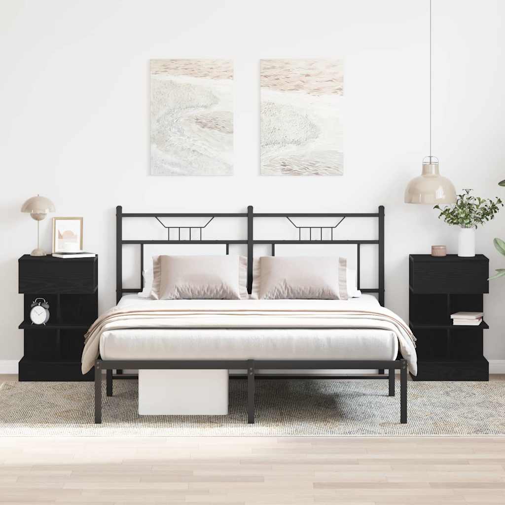 Armadio Da Notte 2 Pcs Rovere Nero 40 X 35 X 65 cm