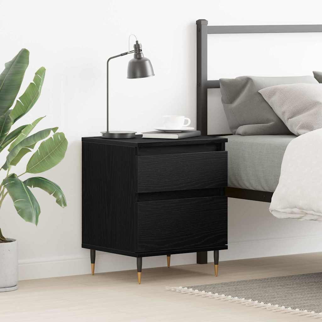 Armadio Da Notte Con Cassetto Rovere Nero 40 X 35 X 50 cm