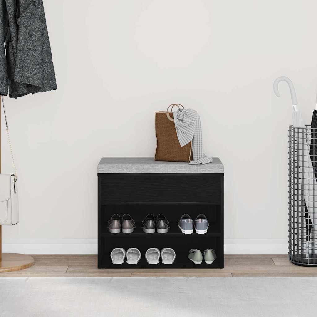 Panca Per Scarpe Rovere Nero 60 X 30 X 45 Cm Legno Multistrato - Image 4