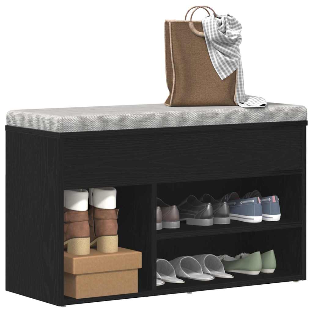 Panca Per Scarpe Rovere Nero 80 X 30 X 45 Cm Legno Multistrato - Image 3