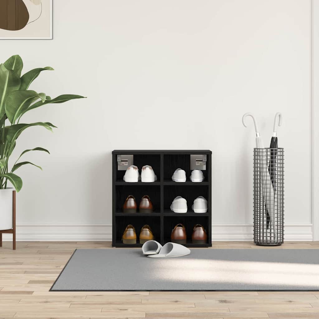 Mobile Per Scarpe Con Lo Scaffale Rovere Nero 52 X 30 X 50,5 cm