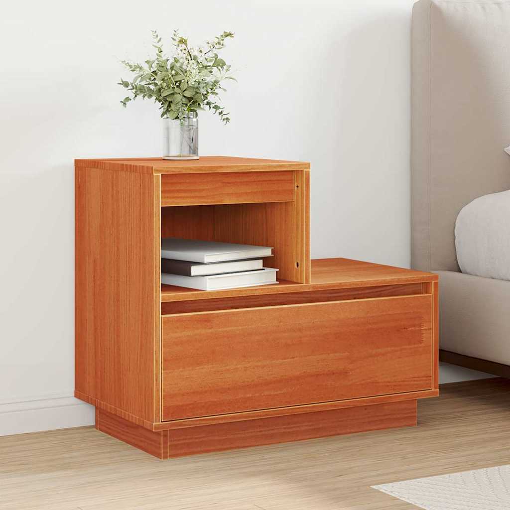 Armadio Da Notte Con Cassetto Cera Marrone 60 X 34 X 51 cm