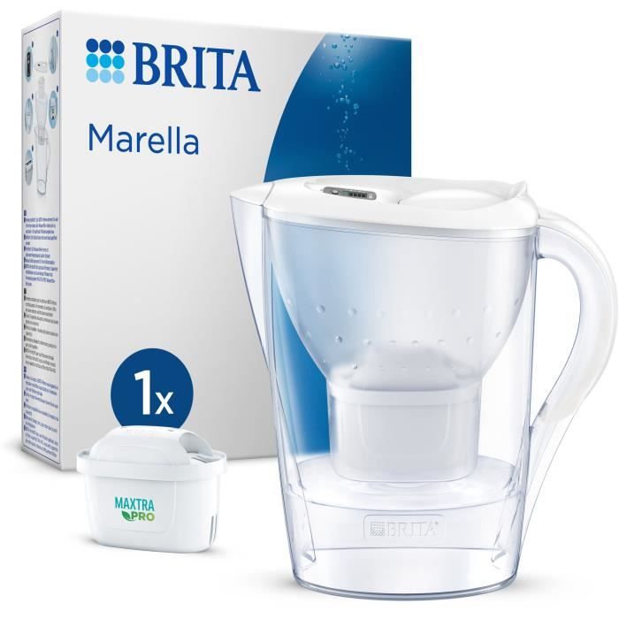Brita Carafe Filter Marella Blanche (2.4l) Comprendeva 1 Cartuccia AlL-IN-1 Maxtra Pro AlL-1
