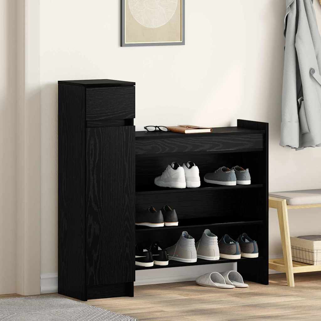 Scarpiera Rovere Nero 100.5 X 28 X 100 Cm Legno Multistrato