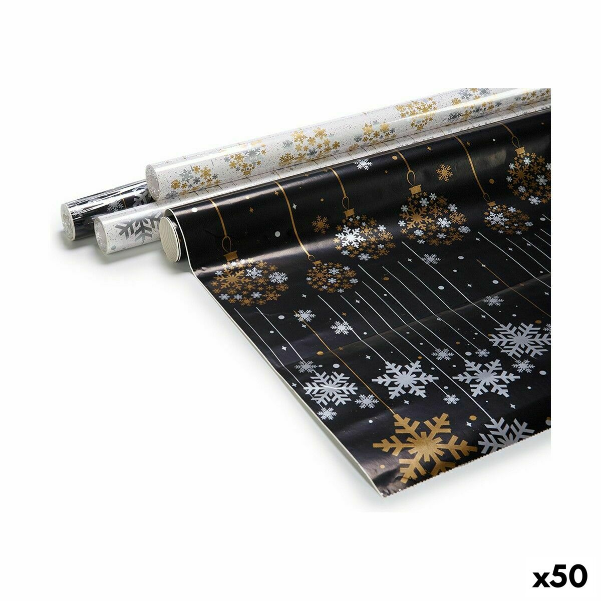 Carta Regalo Krist+ Nero 70 X 200 Cm 3 X 3 X 70 Cm Natale (50 Unità)