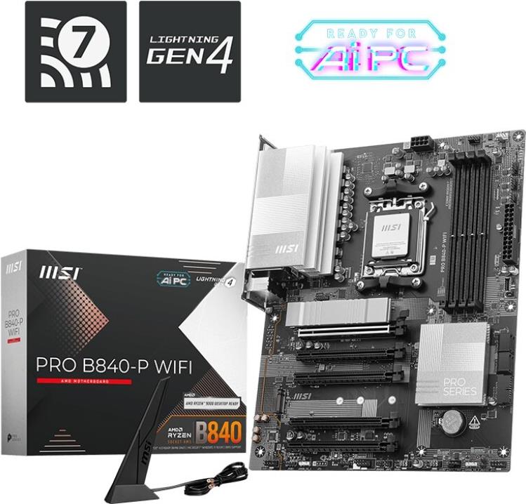Msi Pro B840-P Wifi Motherboard Amd B840 Sockel Am5 Atx