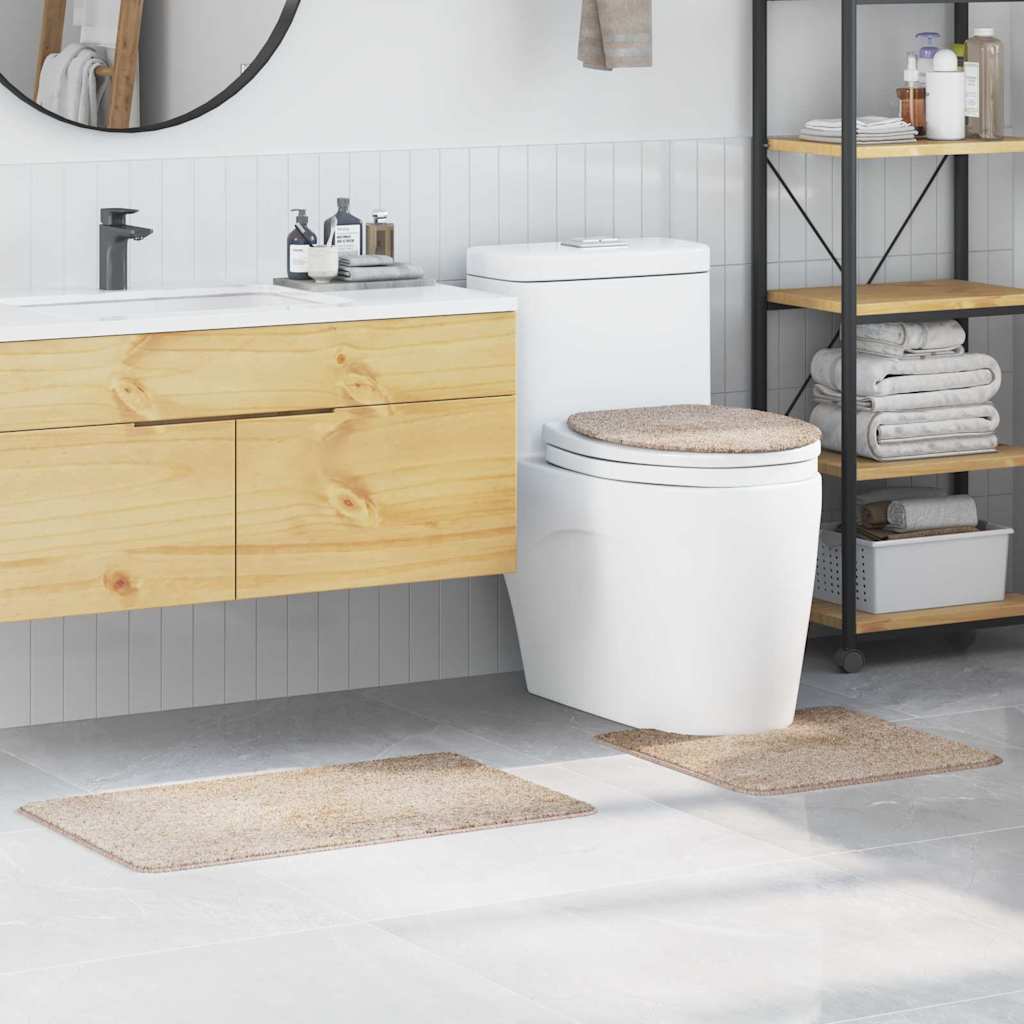 vidaXL Ensemble de tapis de bain antidérapants 3 pcs Crème PP