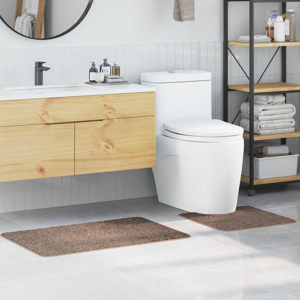 vidaXL Ensemble de tapis de bain antidérapants 2 pcs Marron PP