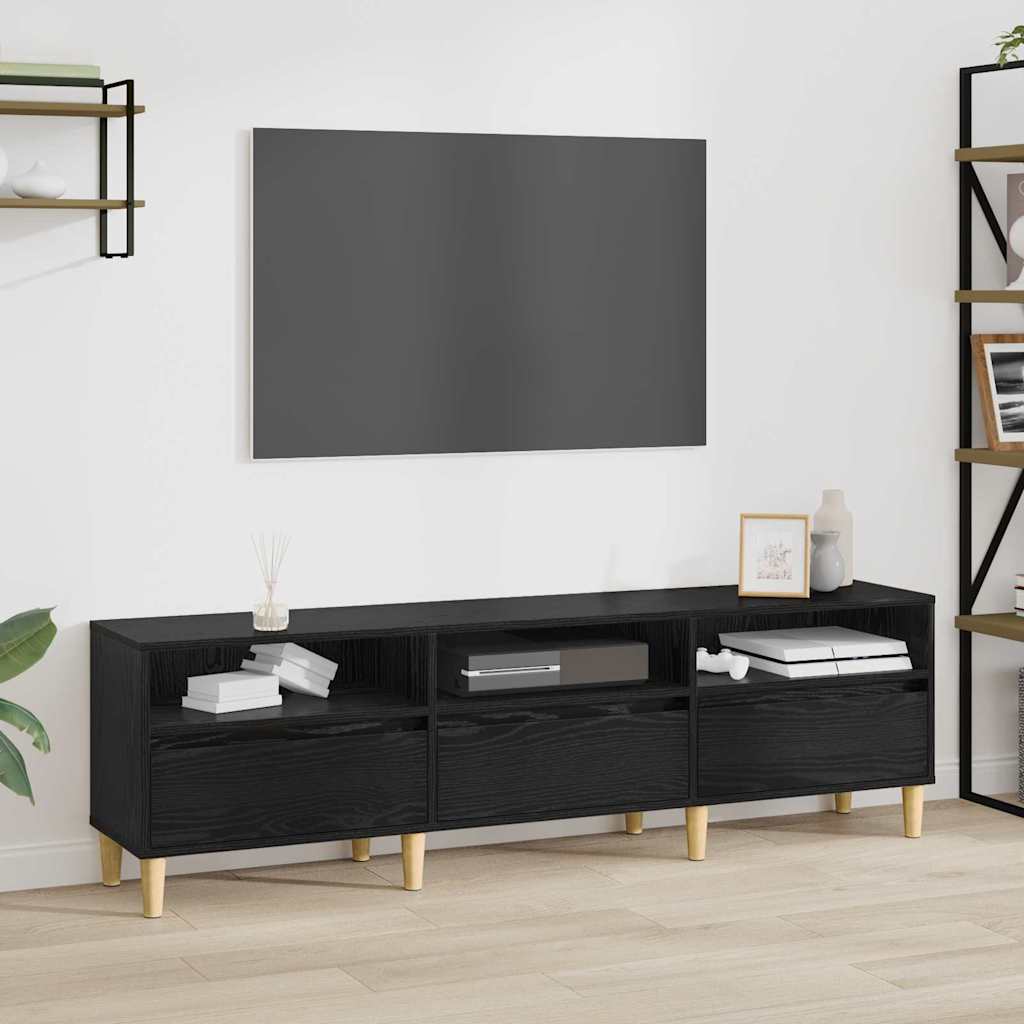 vidaXL Gabinete de TV con cajón Roble Negro 150 x 30 x 45 cm