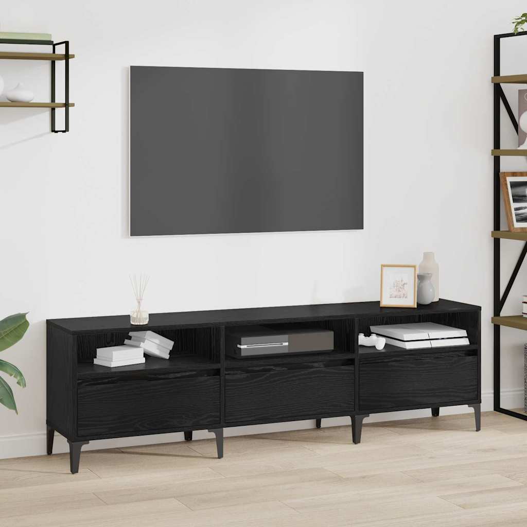 vidaXL Gabinete de TV con cajón Roble Negro 150 x 30 x 45 cm