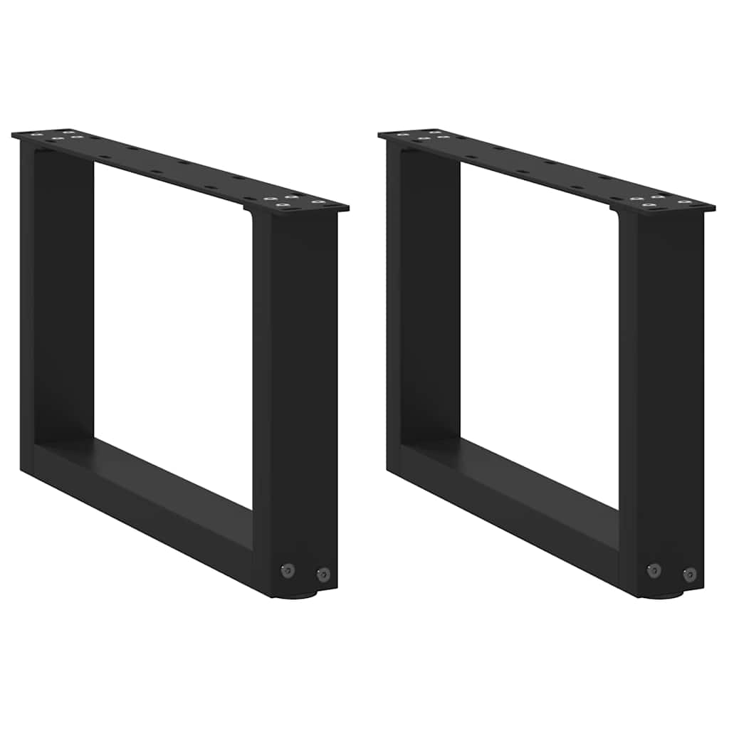 vidaXL Patas para mesa de centro en forma de U (2 unidades), color negro, 50 x (30-31) cm, acero