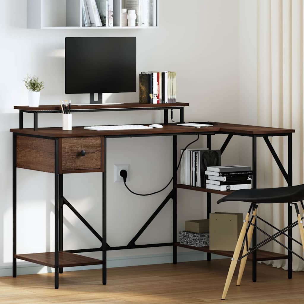 vidaXL Escritorio Marrón roble 120 x 79 x 86.5 cm Madera contrachapada