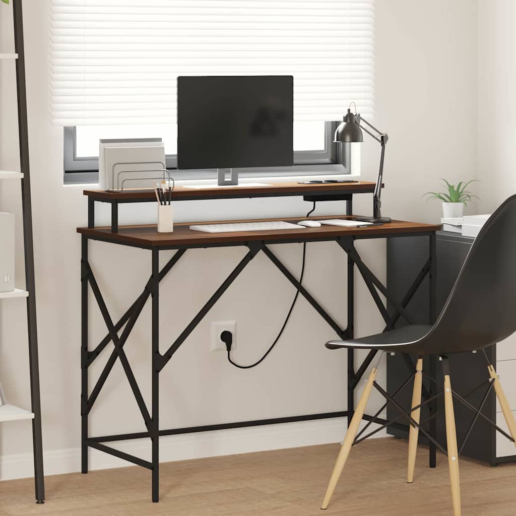 vidaXL Escritorio Marrón roble 100 x 50 x 86.5 cm Madera contrachapada