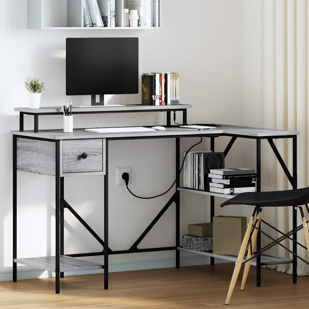 vidaXL Escritorio Gris sonoma 120 x 79 x 86.5 cm Madera contrachapada