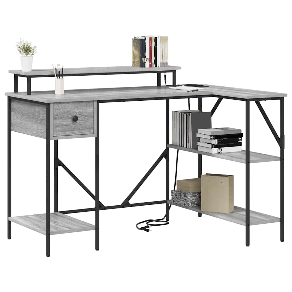vidaXL Escritorio Gris sonoma 120 x 79 x 86.5 cm Madera contrachapada - Image 3