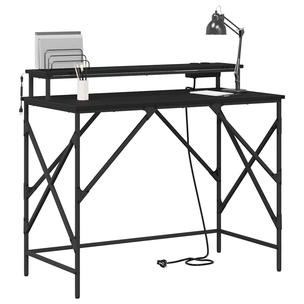 vidaXL Escritorio Roble negro 100 x 50 x 86.5 cm Madera contrachapada - Image 3