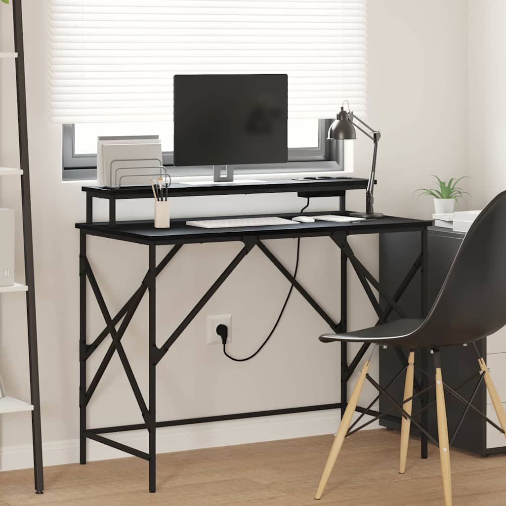vidaXL Escritorio Roble negro 100 x 50 x 86.5 cm Madera contrachapada