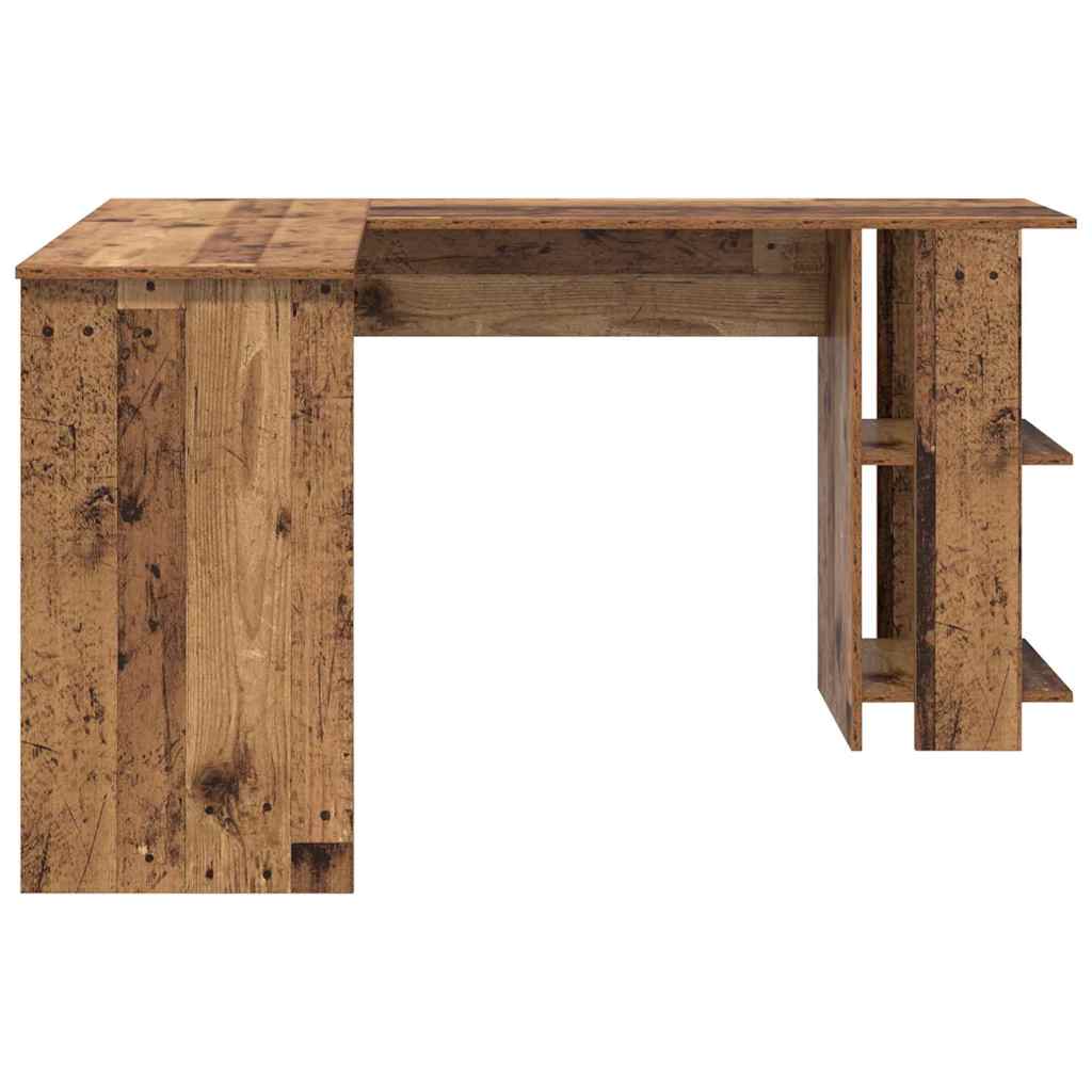vidaXL Escritorio de Esquina Madera envejecida 140 x 113,5 x 75 cm - Image 6