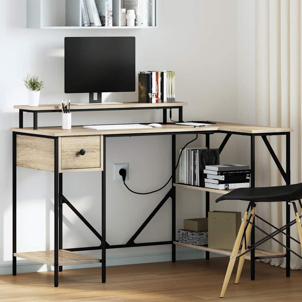 vidaXL Escritorio Roble Sonoma 120 x 79 x 86.5 cm Madera contrachapada
