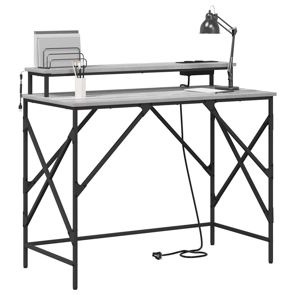 vidaXL Escritorio Gris sonoma 100 x 50 x 86.5 cm Madera contrachapada - Image 3