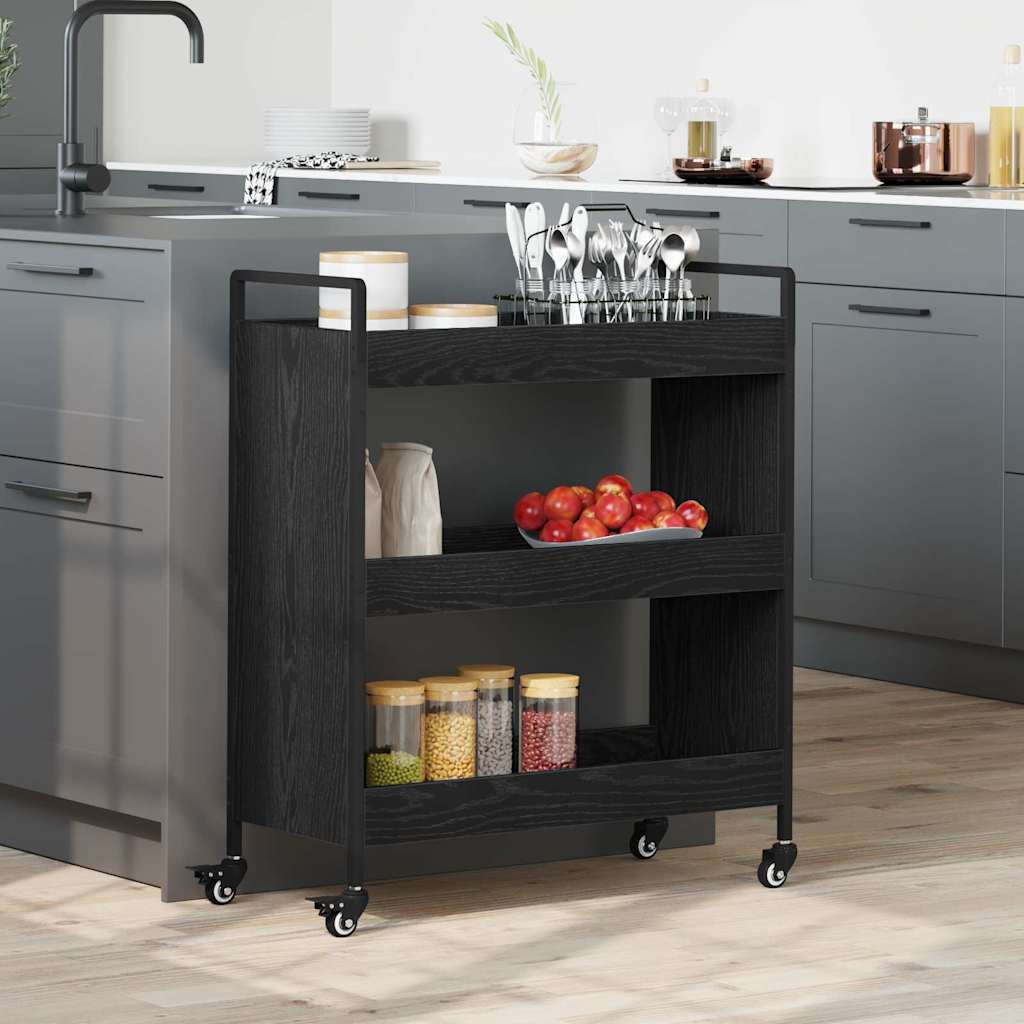 vidaXL Küchentrolley Schwarz Eichen-Optik 70 x 30 x 82 cm