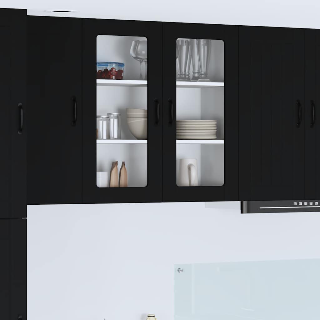 vidaXL Küchenschrank mit Regal Schwarz 80 x 31 x 80 cm Holzwerkstoff