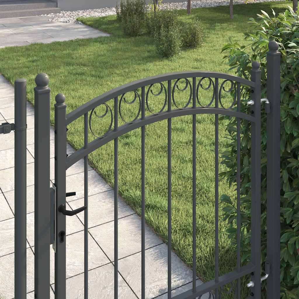 vidaXL Zauntor mit Schloss Grau 125 x 100 cm Pulverbeschichteter Stahl - Image 4