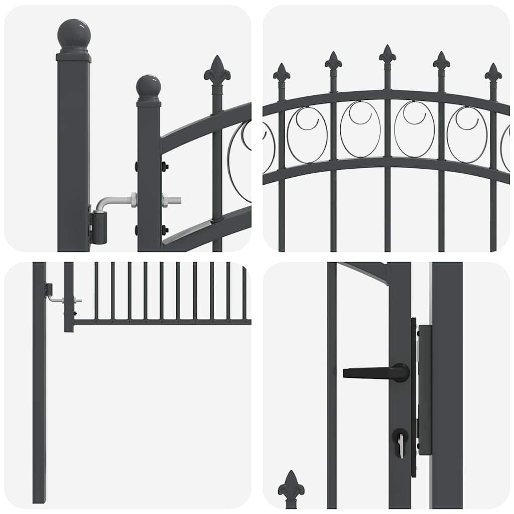 vidaXL Zauntor mit Spitzen Grau 125 x 100 cm Pulverbeschichteter Stahl - Image 6