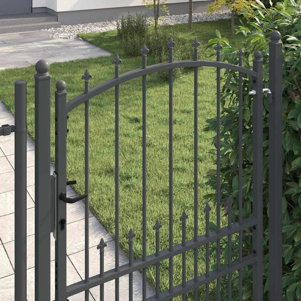vidaXL Zauntor mit Spitzen Grau 200 x 100 cm Pulverbeschichteter Stahl - Image 4