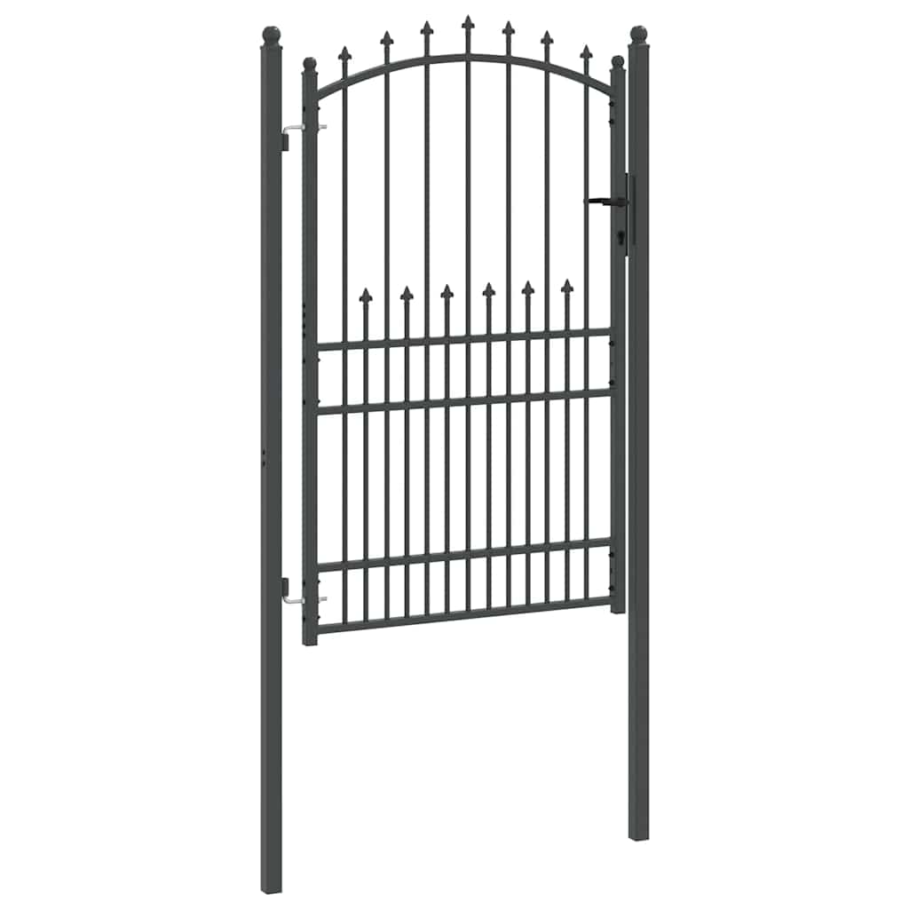 vidaXL Zauntor mit Spitzen Grau 200 x 100 cm Pulverbeschichteter Stahl - Image 5