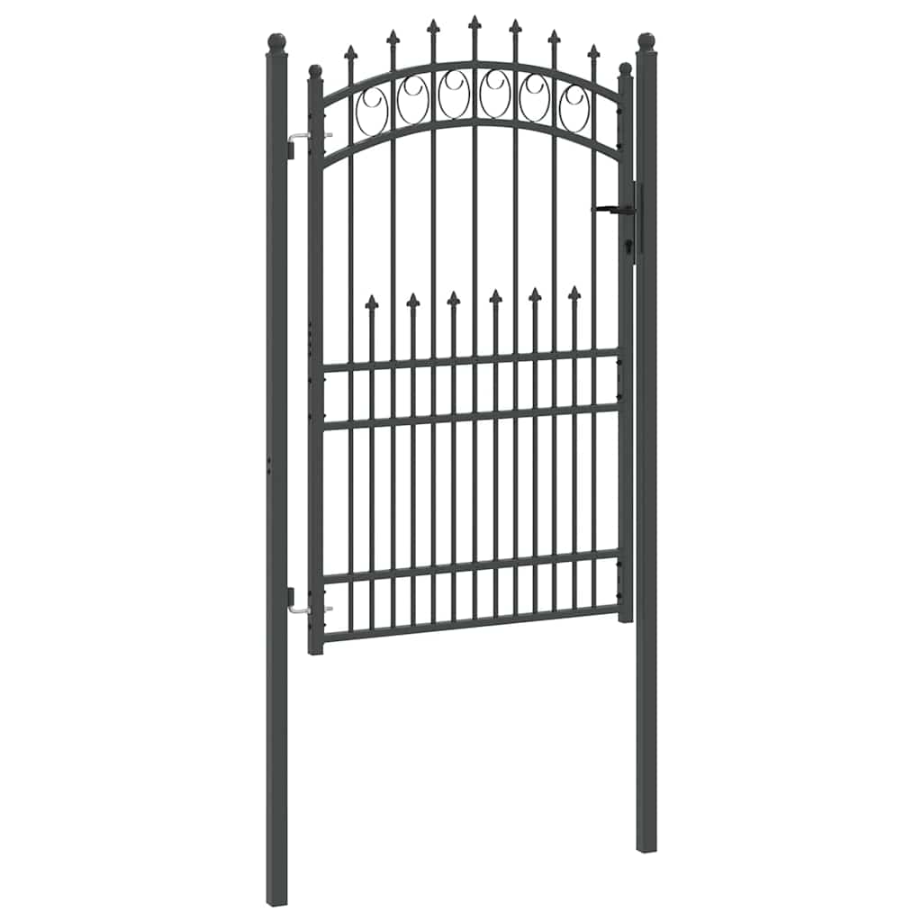vidaXL Zauntor mit Spitzen Grau 200 x 100 cm Pulverbeschichteter Stahl - Image 5