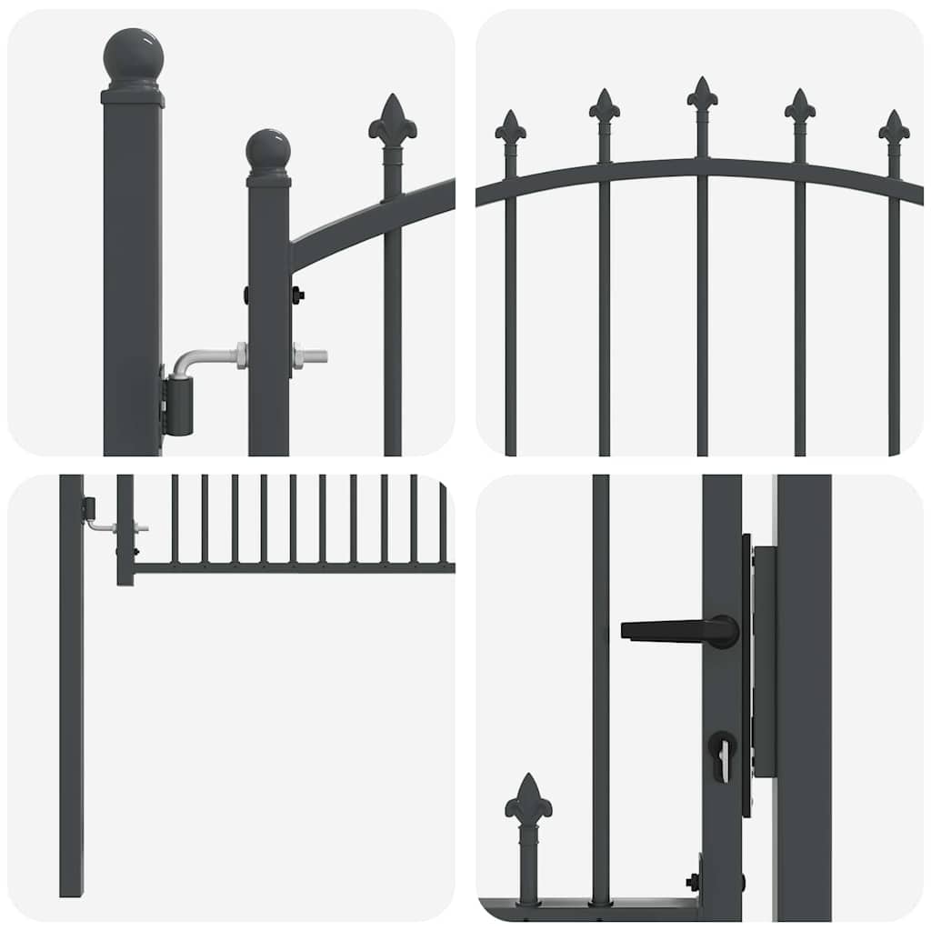 vidaXL Zauntor mit Spitzen Grau 150 x 100 cm Pulverbeschichteter Stahl - Image 6