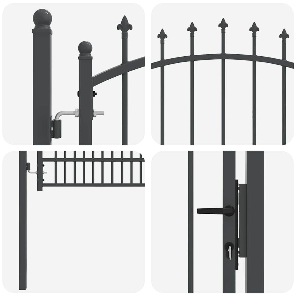 vidaXL Zauntor mit Spitzen Grau 170 x 100 cm Pulverbeschichteter Stahl - Image 6