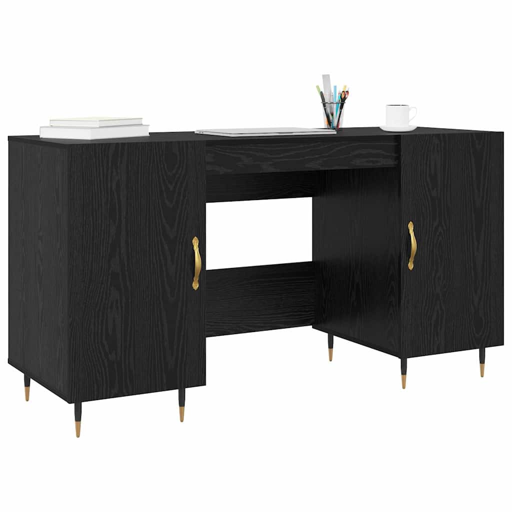 vidaXL Schreibtisch mit Regal Schwarz Eichen-Optik 140 x 50 x 75 cm - Image 3