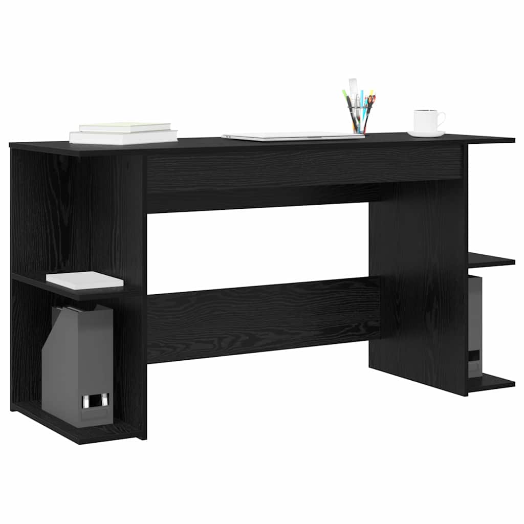 vidaXL Schreibtisch mit Regal Schwarz Eichen-Optik 140 x 50 x 75 cm - Image 3