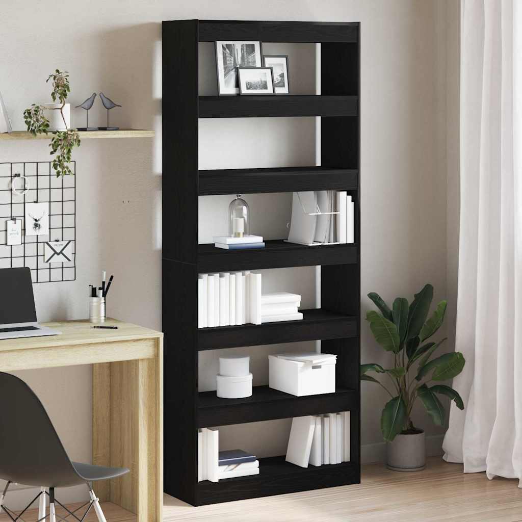 vidaXL Bücherregal Schwarz Eichen-Optik 80 x 30 x 198 cm Holzwerkstoff