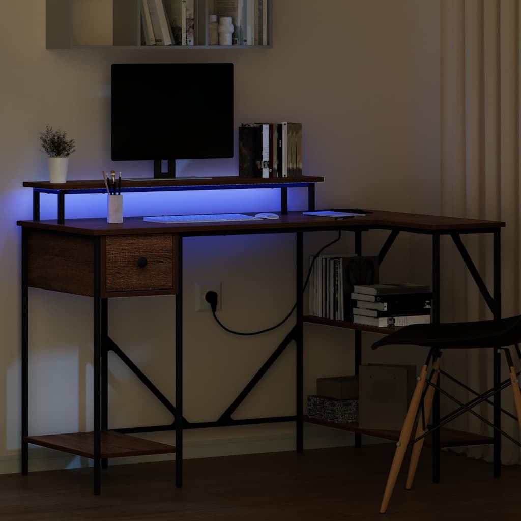 vidaXL Schreibtisch mit Regal Braun Eichen-Optik 120 x 79 x 86.5 cm - Image 5