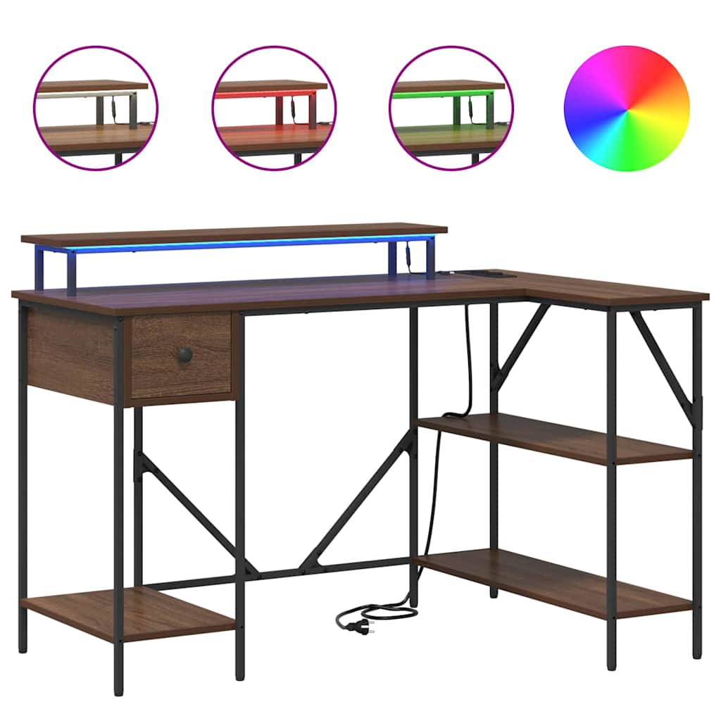 vidaXL Schreibtisch mit Regal Braun Eichen-Optik 120 x 79 x 86.5 cm - Image 4