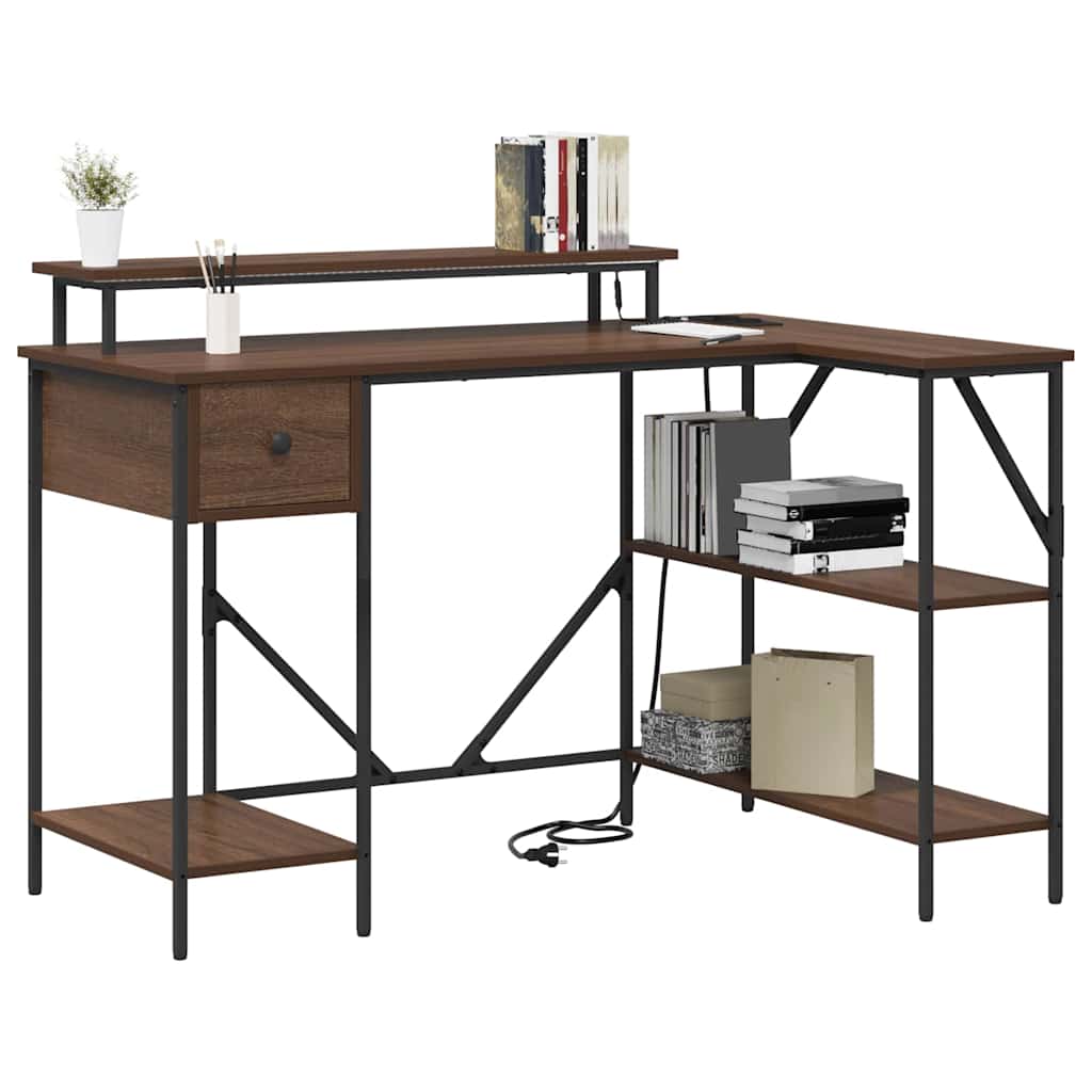 vidaXL Schreibtisch mit Regal Braun Eichen-Optik 120 x 79 x 86.5 cm - Image 3