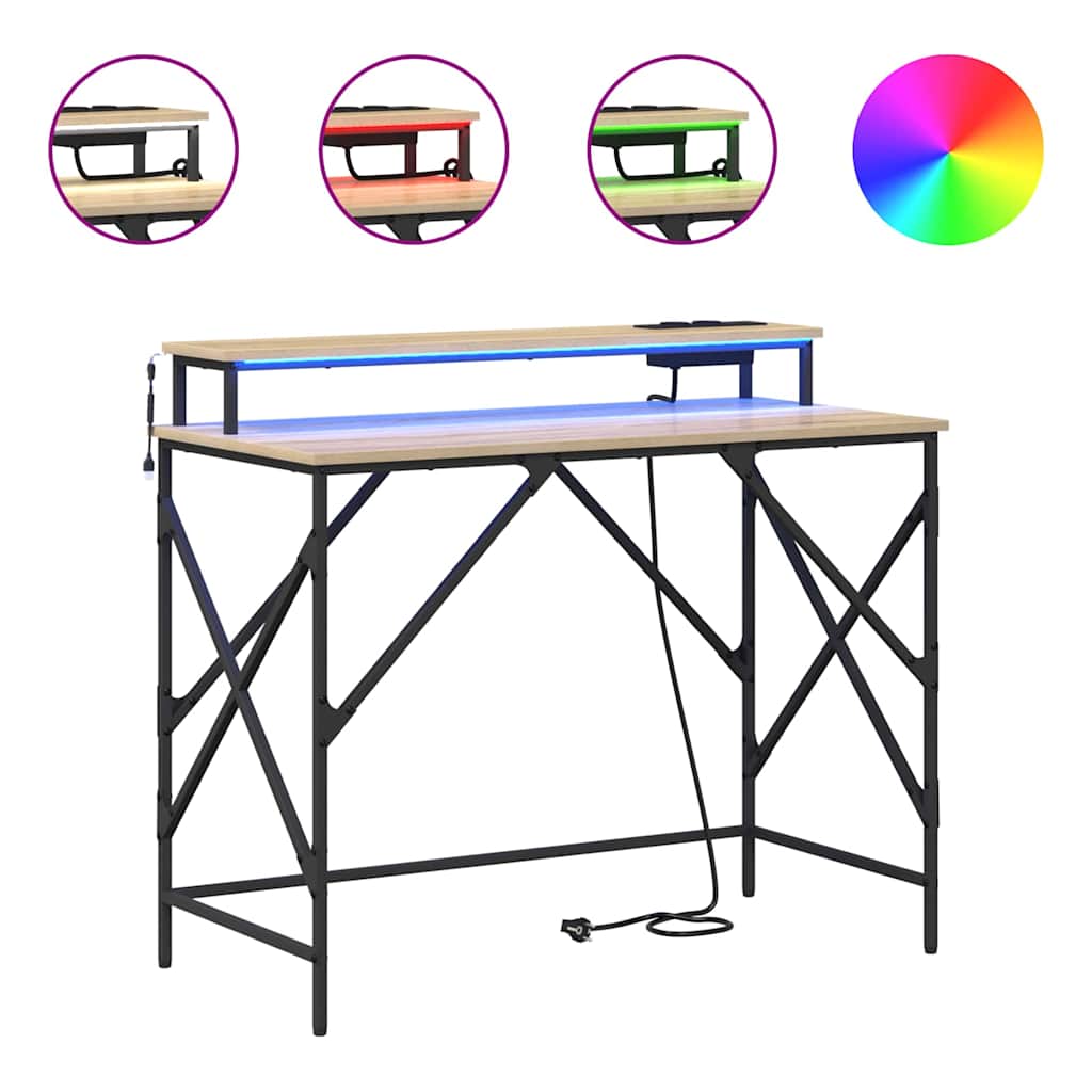 vidaXL Schreibtisch Sonoma-Eiche 100 x 50 x 86.5 cm Holzwerkstoff - Image 4