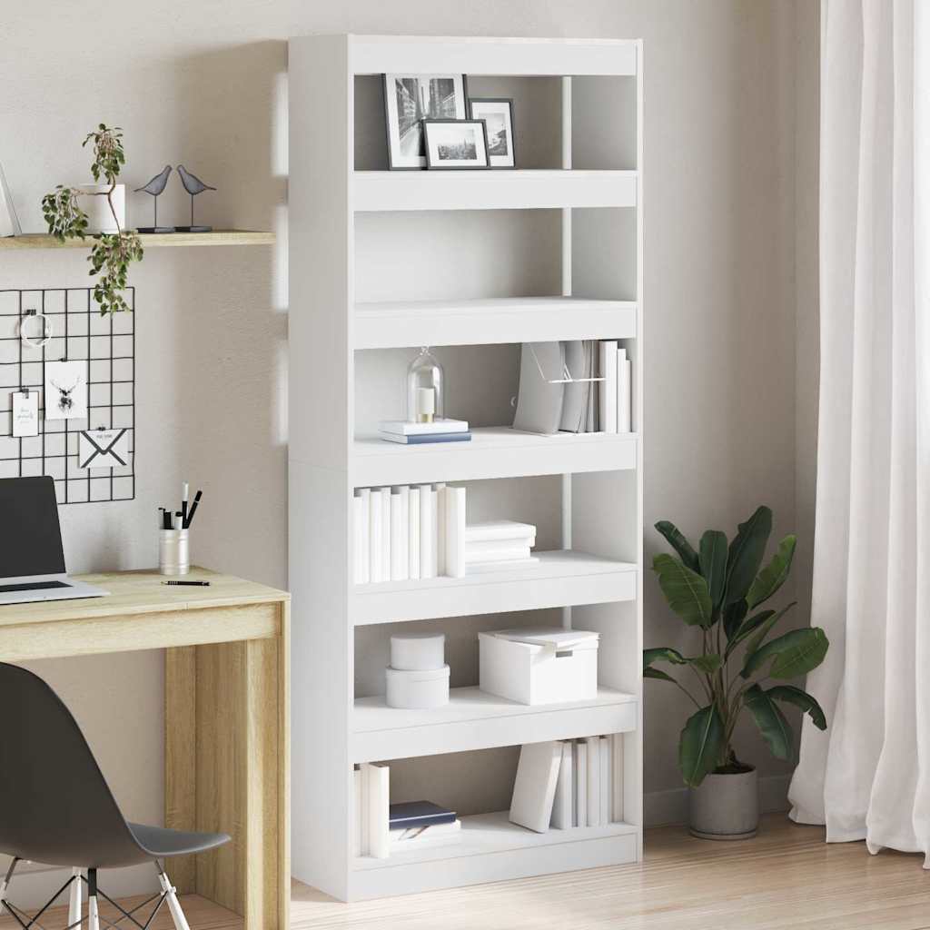 vidaXL Bücherregal mit Regal Weiß 80 x 30 x 198 cm Holzwerkstoff