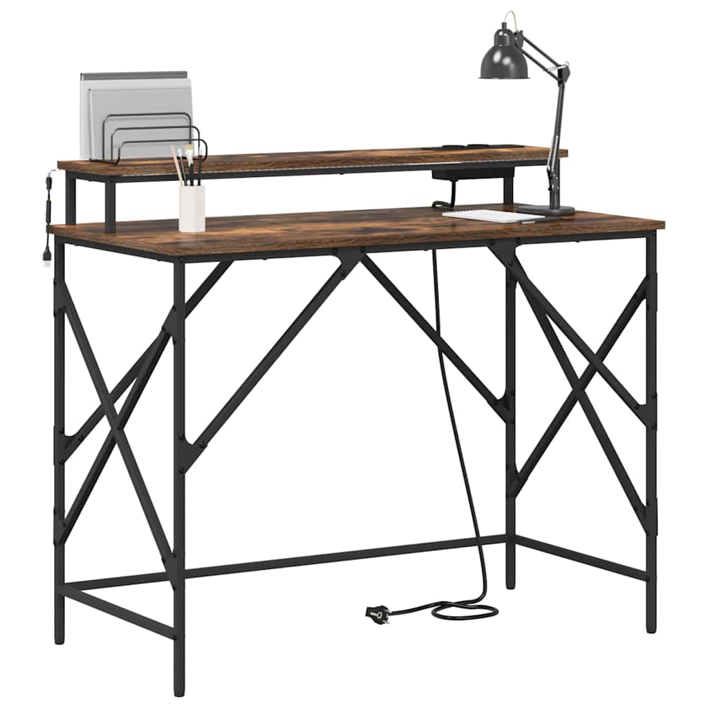 vidaXL Schreibtisch Räuchereiche 100 x 50 x 86.5 cm Holzwerkstoff - Image 3