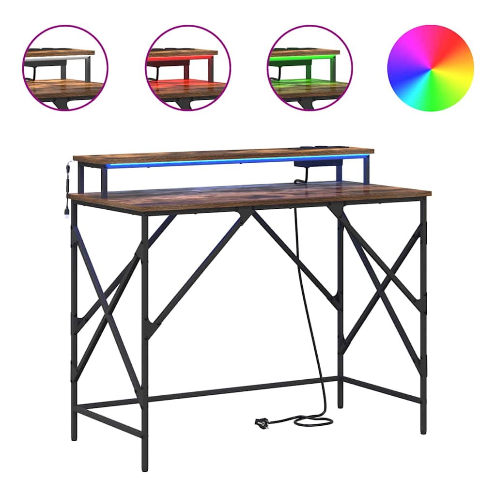 vidaXL Schreibtisch Räuchereiche 100 x 50 x 86.5 cm Holzwerkstoff - Image 4