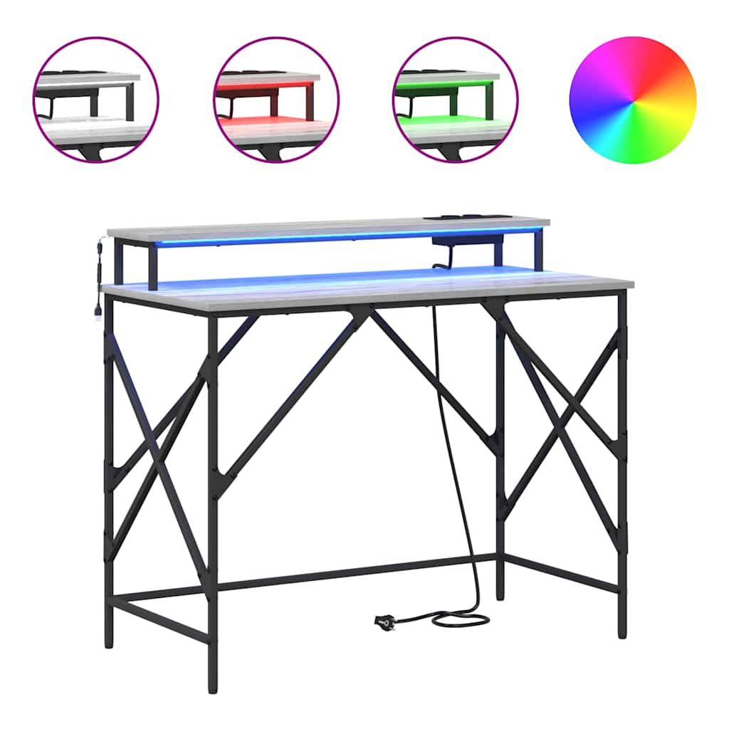 vidaXL Schreibtisch Grau Sonoma 100 x 50 x 86.5 cm Holzwerkstoff - Image 4
