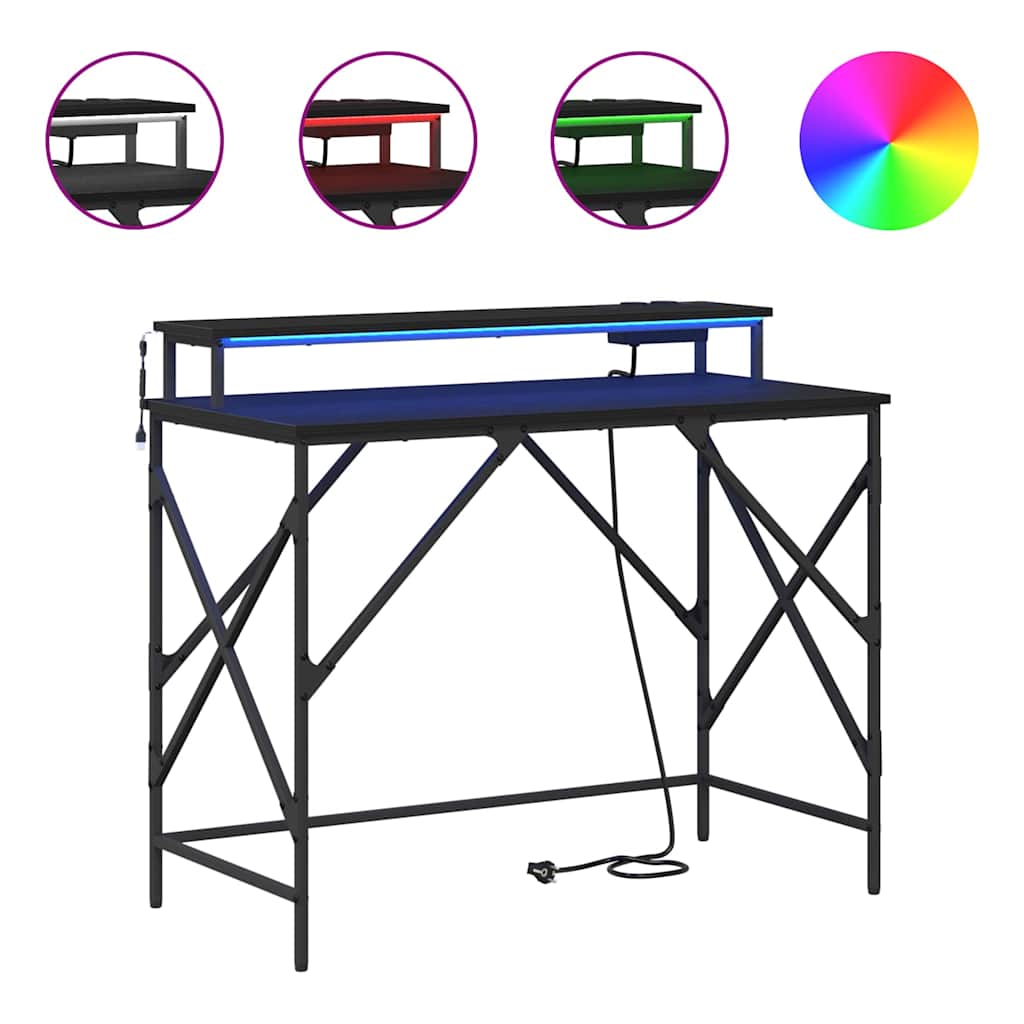 vidaXL Schreibtisch mit Regal Schwarz Eichen-Optik 100 x 50 x 86.5 cm - Image 4