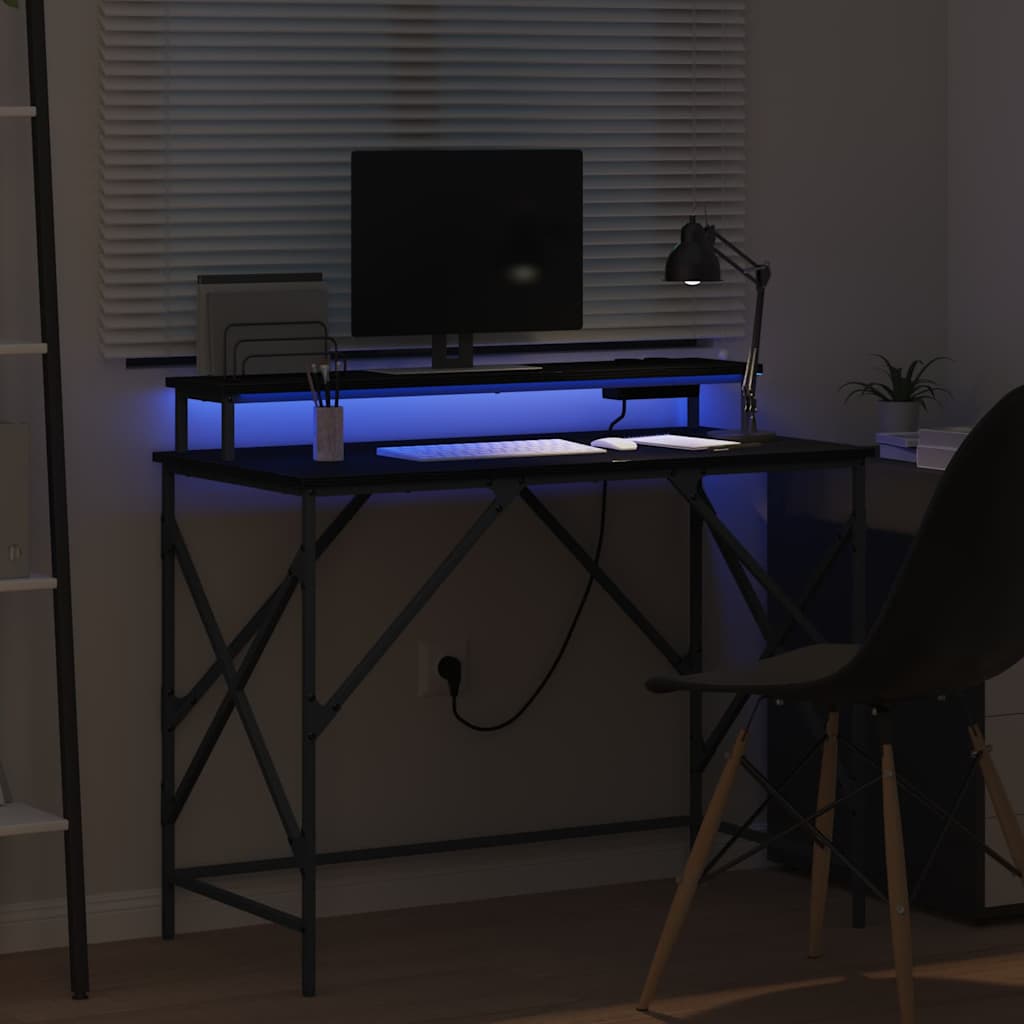 vidaXL Schreibtisch mit Regal Schwarz Eichen-Optik 100 x 50 x 86.5 cm - Image 5