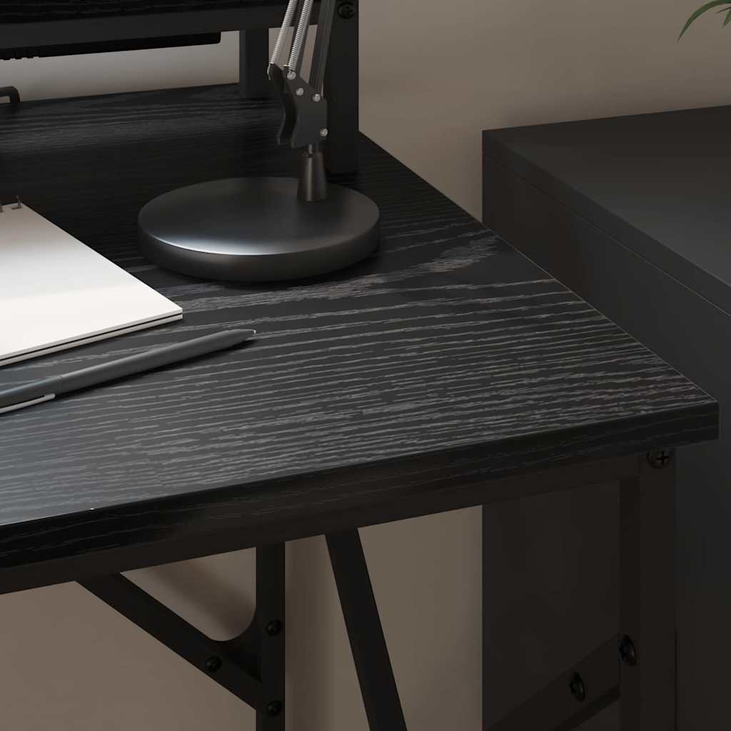 vidaXL Schreibtisch mit Regal Schwarz Eichen-Optik 100 x 50 x 86.5 cm - Image 6