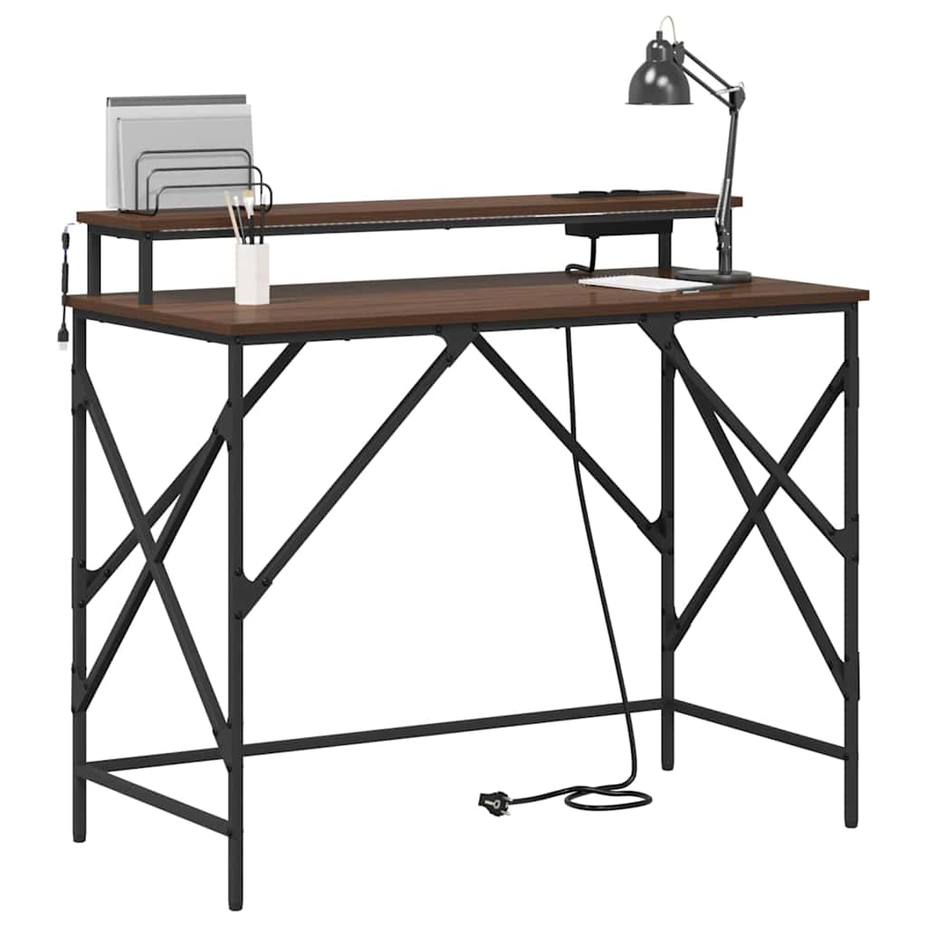 vidaXL Schreibtisch mit Regal Braun Eichen-Optik 100 x 50 x 86.5 cm - Image 3