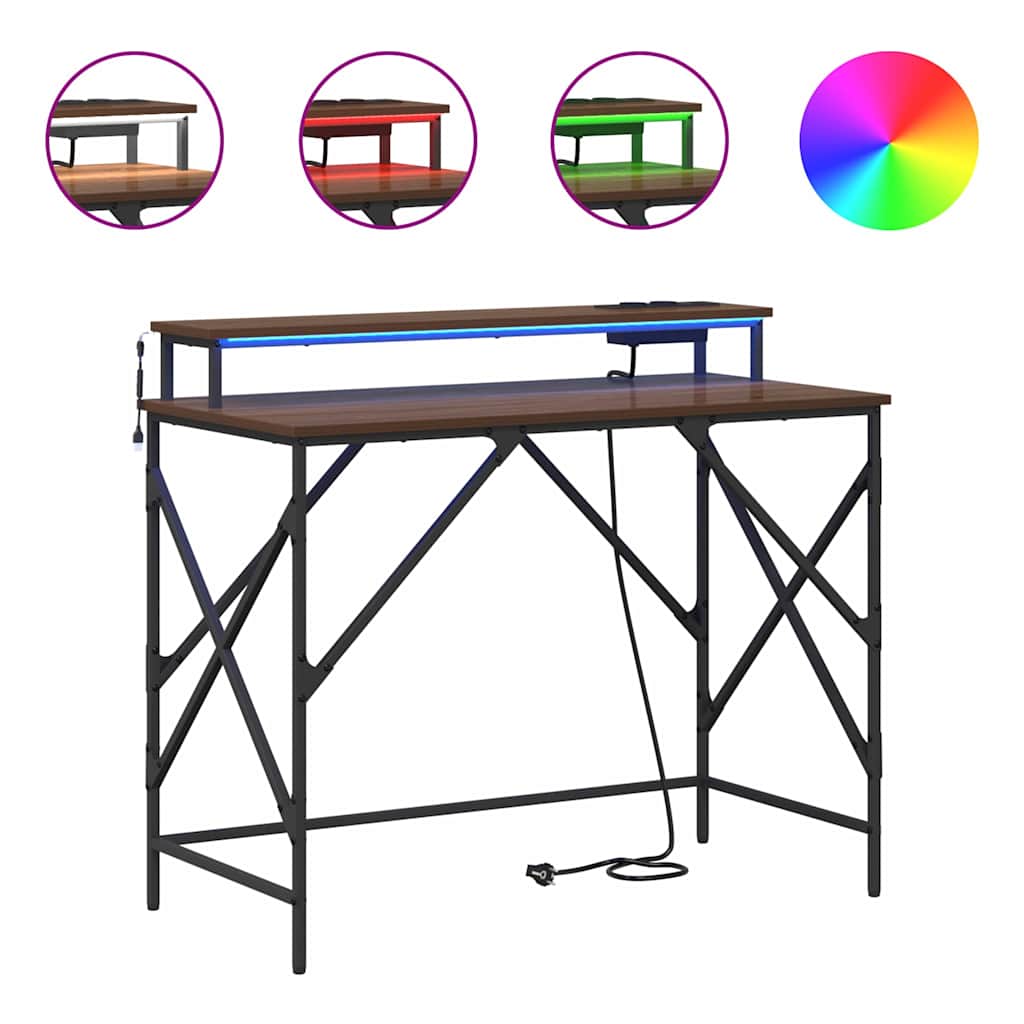 vidaXL Schreibtisch mit Regal Braun Eichen-Optik 100 x 50 x 86.5 cm - Image 4