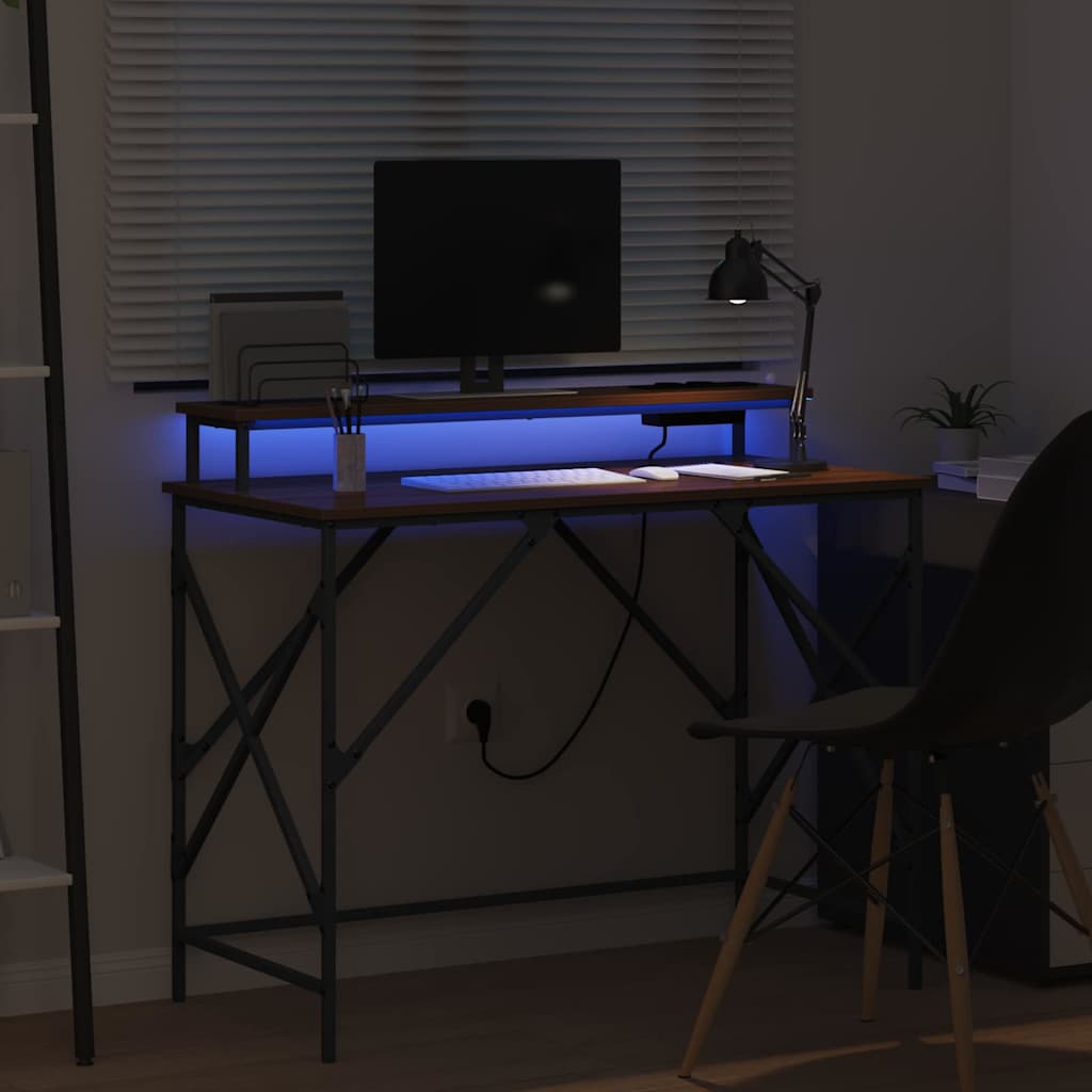 vidaXL Schreibtisch mit Regal Braun Eichen-Optik 100 x 50 x 86.5 cm - Image 5